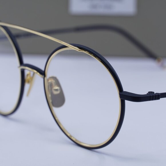 Final Price! Thom Browne TB108 CNVYGLD50 Black/Gold Eyeglasses 50mm - Picture 4 of 9